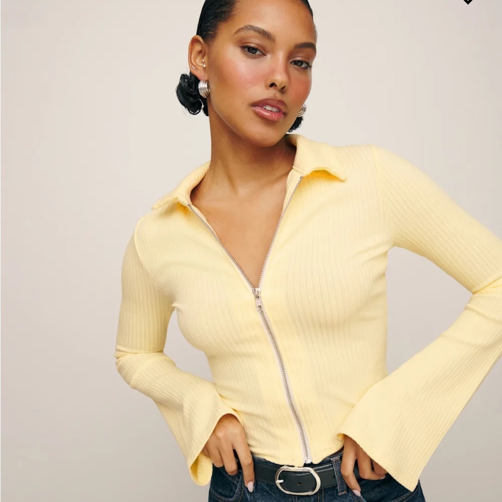 Reformation Duke Knit Top Buttercream - Size L
